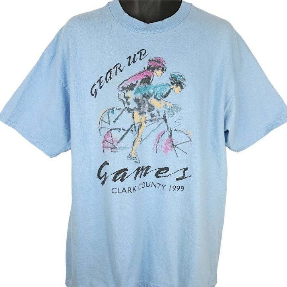 Cyclist T Shirt Vintage 90s 1999 Gear Up Games Clark County Las Vegas Mens XL